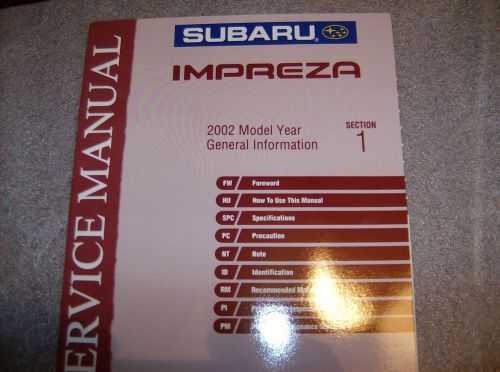 Subaru repair manual factory p/n msa5t0210a  2002 impriza general infomation  #1