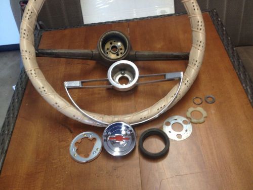 66 chev c 10 steering wheel w/ horn ring horn button bushing all that&#039;s pictured