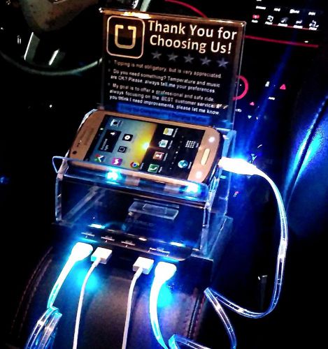 Uber lyft tip box 5 usb port rapid charging station +4 cables 4 rideshare driver