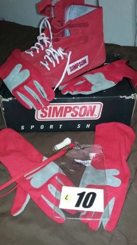 Simpson suede car racing shoes and gloves