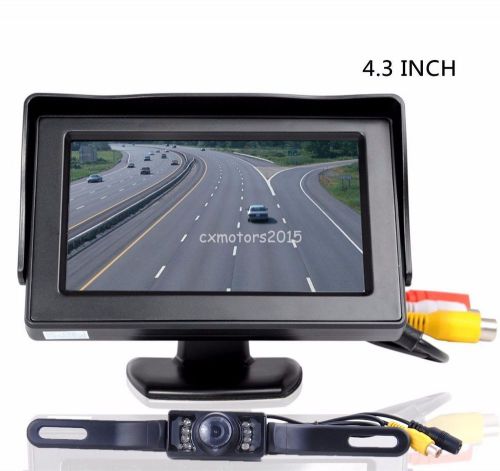 Ir night vision license plate rear view reversing hd camera+4.3 inch monitor kit
