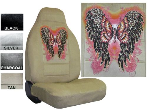 Velour seat covers car truck suv pink wings and butterfly high back pp #x