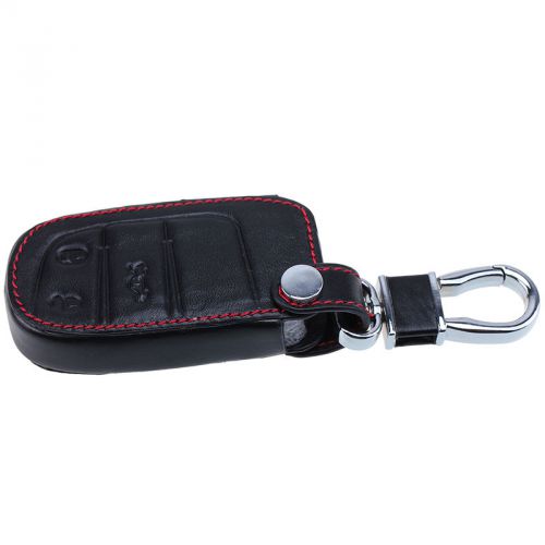 Leather remote smart car key case fob holder chain cover for jeep 3 buttons