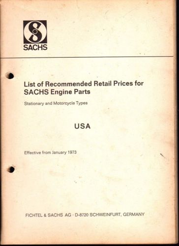 1973 sachs stationary &amp; motorcycle engines parts retail price manual (632)