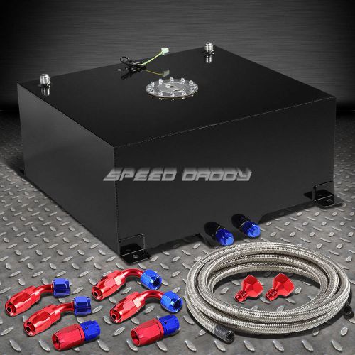 20 gallon/78l black aluminum fuel cell gas tank+level sender+steel fuel line kit
