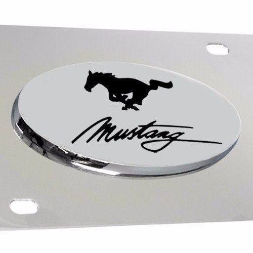 Ford mustang script &amp; pony logo 3d emblem license plate - officially licensed