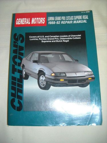 Chiltons manual 8258 lumina grand prix cutlass supreme regal 1988-1992 (7620)