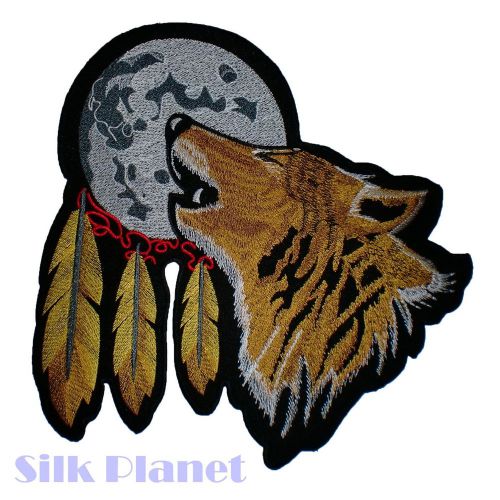 10" howling wolf dreamcatcher moon indian american vest biker back patch moto xl
