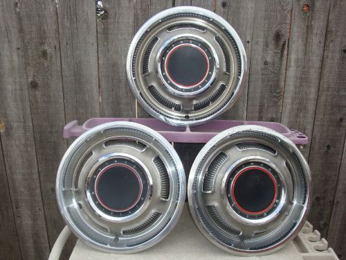 Set of 3 1969 plymouth 15&#034; 5 slot hubcaps rare with # 345 plymouth division logo