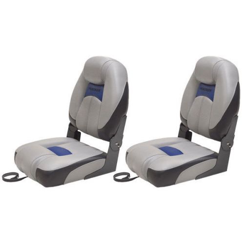 Tracker marine blue / gray boat folding fishing seats (pair)