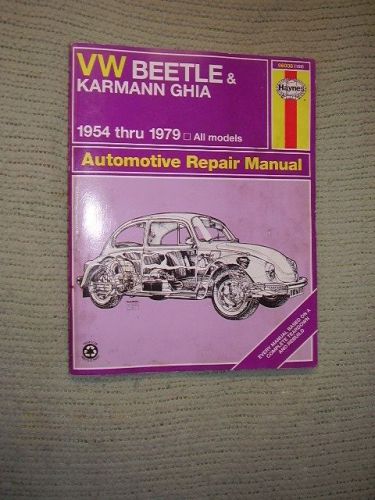 Vw beetle &amp; karmann ghia 1954 thru 1979 haynes repair manual