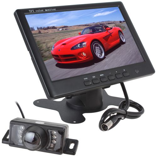 7 inch color tft lcd 2-ch car rear view monitor + 7 ir lights reverse camera kit