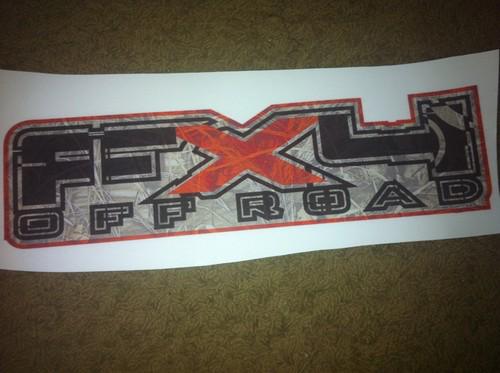 4x4 offroad truck decal, hunting, camo & orange