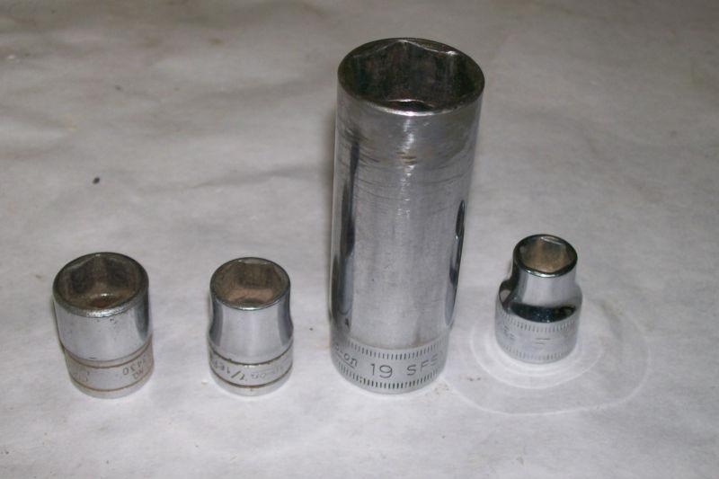 Snap on socket lot 3/8" drive 9mm 7/16" 1/2" 19mm deep