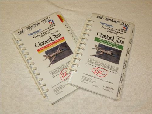 Citation Ultra Model 560 Pilots Abbreviated Checklists Normal and Emergency CL, US $75.00, image 1
