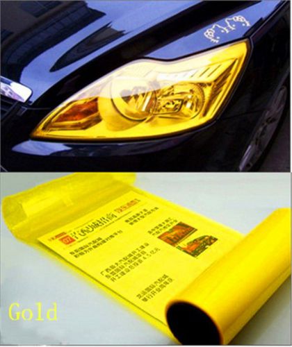 Vinyl film tint 12&#034; x 24&#034; headlight taillight fog wrap cover gloss golden