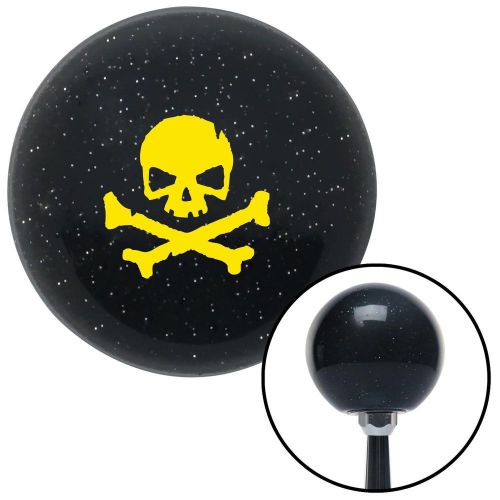Yellow skull 1 black metal flake shift knob with m16x1.5 insert brass racing