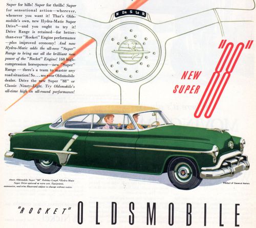 Vintage original 1952 oldsmobile 88 holiday coupe 10 1/4&#034; x 13 1/2&#034; magazine ad