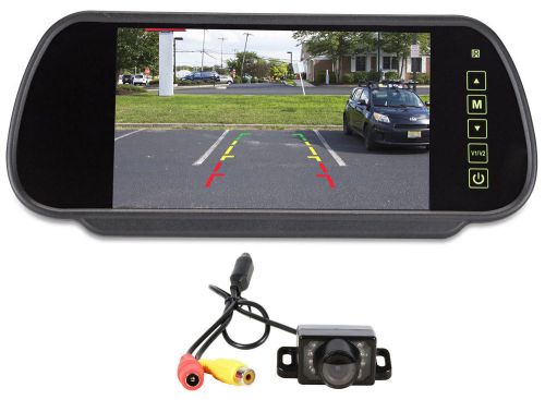 New rockville easy mount night vision camera+car rearview mirror with 7” monitor