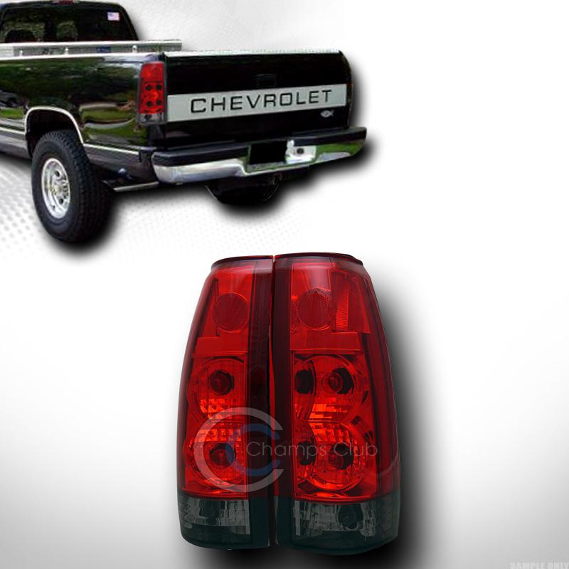 Euro red smoke tail lights rear brake lamps 88-98 chevy/gmc c10 c/k ck truck suv