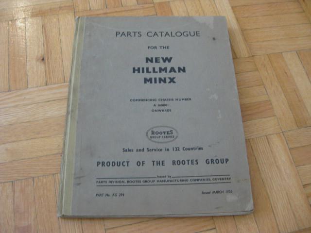 1956 hillman minx parts list manual catalogue - chassis after a1600001