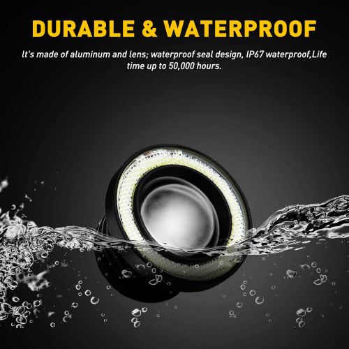 2.5" LED Car Fog Light Projector Driving Lamp COB Angel Eye Halo Ring DRL White, US $17.99, image 4