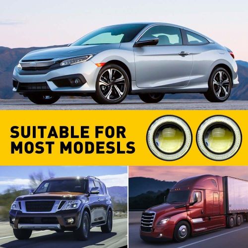 2.5" LED Car Fog Light Projector Driving Lamp COB Angel Eye Halo Ring DRL White, US $17.99, image 8