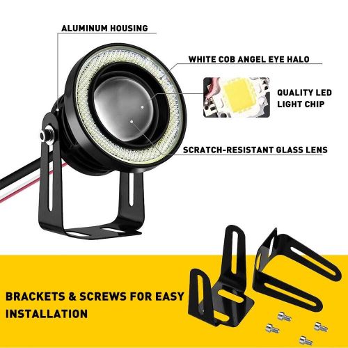 2.5" LED Car Fog Light Projector Driving Lamp COB Angel Eye Halo Ring DRL White, US $17.99, image 10