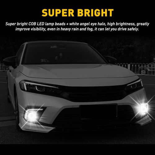 2.5" LED Car Fog Light Projector Driving Lamp COB Angel Eye Halo Ring DRL White, US $17.99, image 11