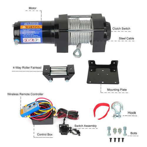4000lbs 50FT Steel Cable 12V Electric Winch Kit for 4x4 ATV UTV Truck off Road, US $85.99, image 2