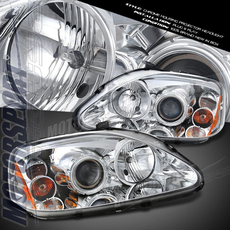 Tyc 1999 2000 honda civic 2/3/4dr chrome projector headlights amber pair new