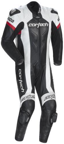 New cortech adrenaline-rr adult leather suit 1-piece, black/white, small/sm