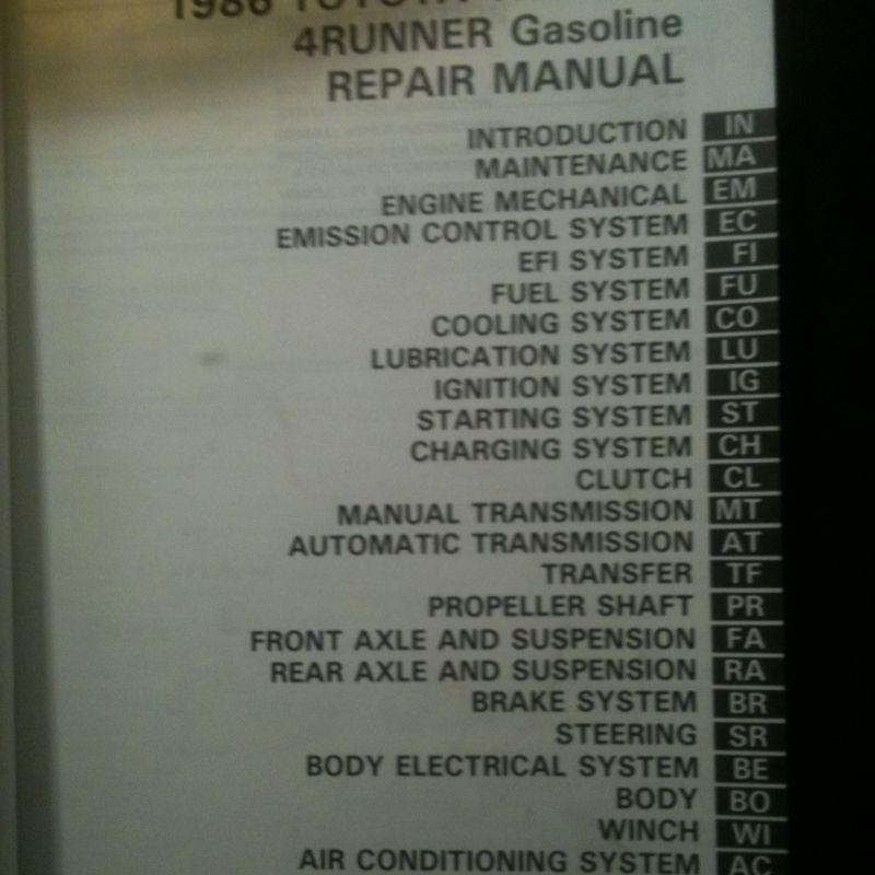 Find 1986 Toyota Truck & 4 Runner Repair Shop Manual in Encinitas