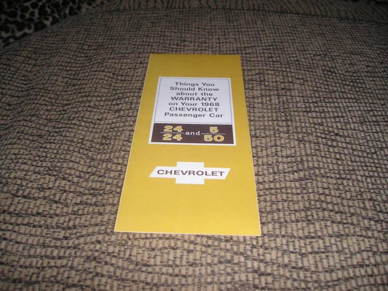 1968 original rare chevrolet/corvette  warranty plan/manual