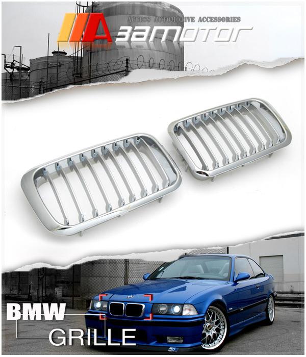 Bmw 92-96 e36 3-series 325 328 m3 chrome finished front kidney grilles 2pcs grs3