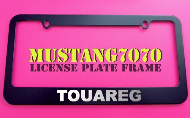 1 brand new volkswagen touareg black metal license plate frame + screw caps
