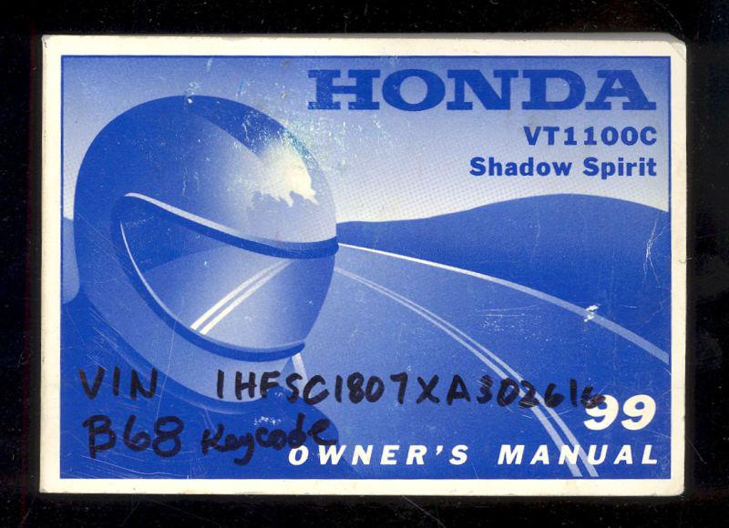 1999 honda vt1100c shadow spirit owner`s manual 