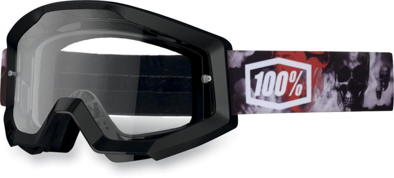 100% strata-mx motocross adult goggles,skelter black(gray/black/red), clear lens