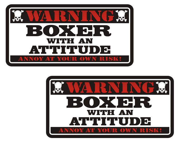 Boxer warning attitude guard dog decal set 3"x1.5" vinyl sticker zu1