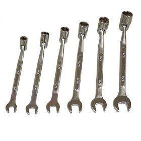 Flex socket & open wrench set 6 pcs 50330