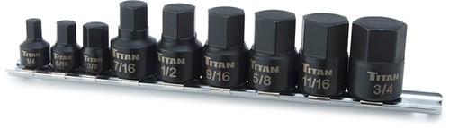 Titan 16140 9 piece stubby sae hex bit impact socket set