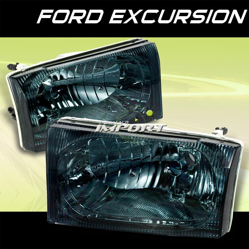 Ford 00-04 excursion smoke lens crystal headlights driver+passenger new pair