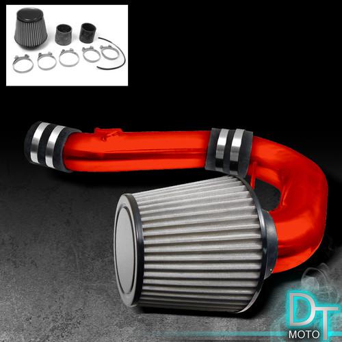 Stainless washable cone filter + cold air intake 04-05 impreza wrx red aluminum