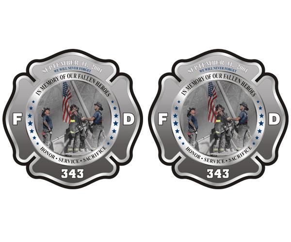 343 firefighter memorial decal set 5"x5" wtc heroes vinyl sticker u5ab
