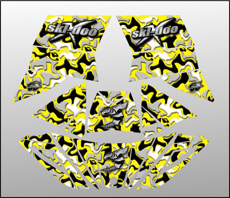 Ski doo rev, xp, mxz, 600, 800 custom graphics kit - 03/07 yellow urban camo