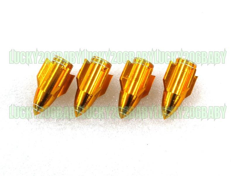 Tyre valve dust cap rocket for bike car 4pcs 003 gold