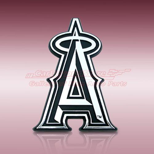 Mlb anaheim angeles 3d chrome car emblem, easy install, licensed + free gift