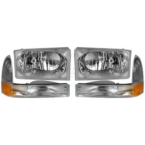 Ford super duty truck headlights & parking corner lights left & right pair set
