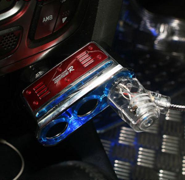 Autocom control 3 way auto car cigarette lighter multi socket splitter 12v red
