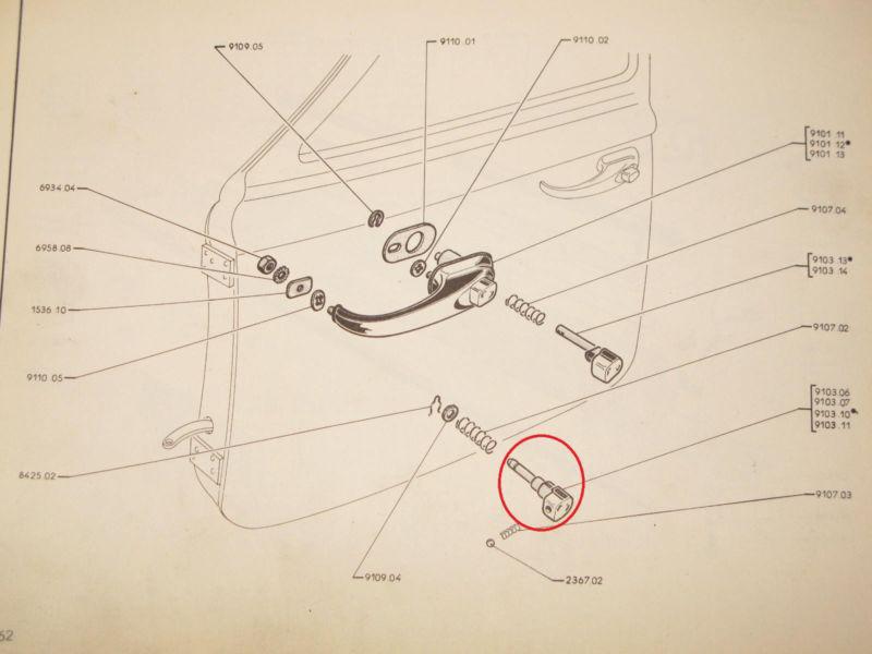 Plunger door handle button Peugeot 403 - poussoir de poignee Peugeot 403 ZAMAK, US $30.00, image 3